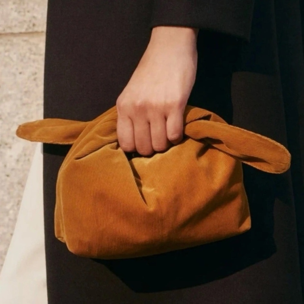 Merit Mustard Corduroy makeup purse bag